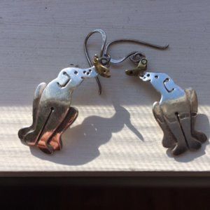 Silver earrings dog & butterfly